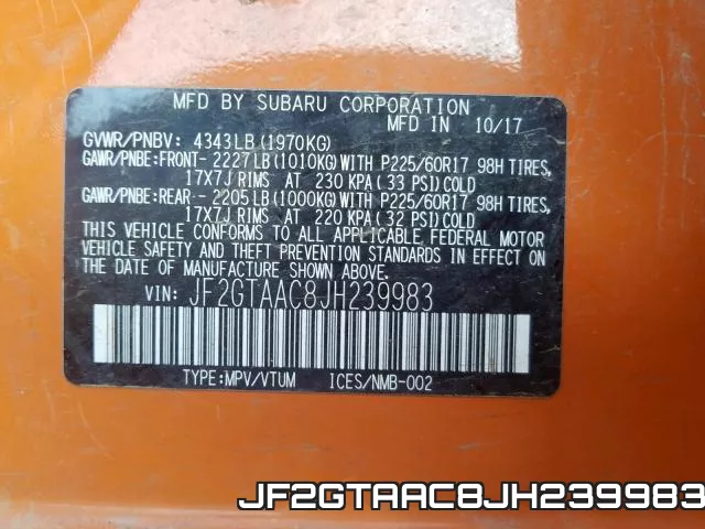 JF2GTAAC8JH239983 фото 2