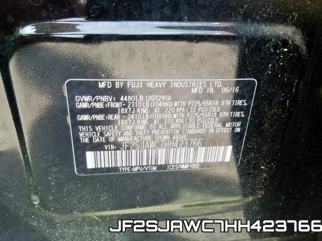 JF2SJAWC7HH423766 фото 2