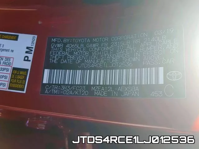JTDS4RCE1LJ012536 фото 2