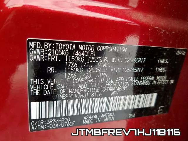 JTMBFREV7HJ118116 фото 2