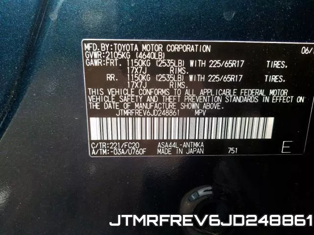 JTMRFREV6JD248861 фото 2
