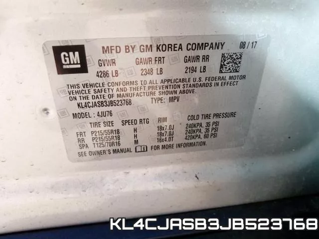 KL4CJASB3JB523768 фото 2