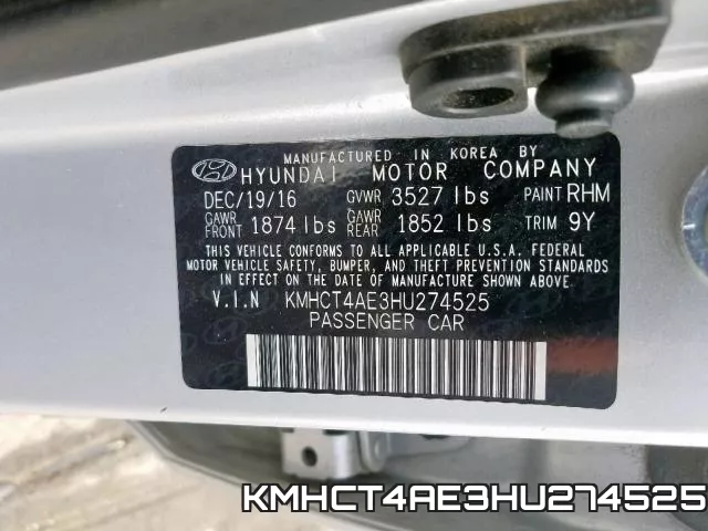 KMHCT4AE3HU274525 фото 2