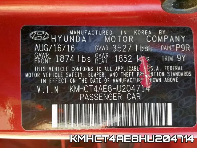 KMHCT4AE8HU204714 фото 2