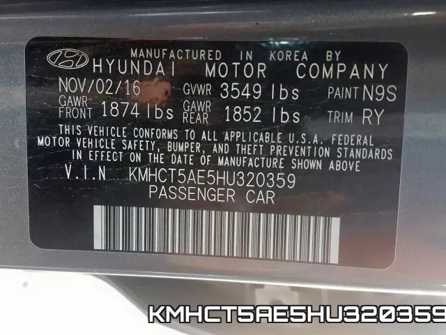 KMHCT5AE5HU320359 фото 2