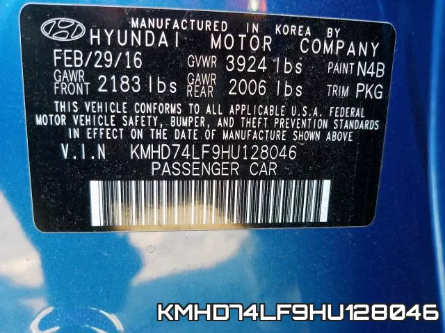KMHD74LF9HU128046 фото 2
