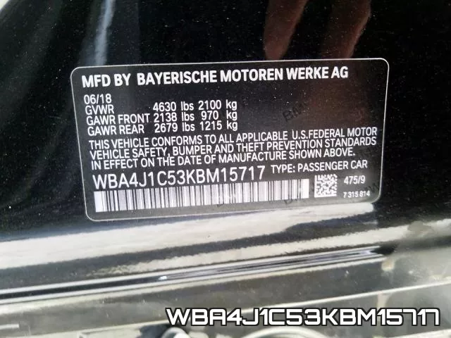 WBA4J1C53KBM15717 фото 2