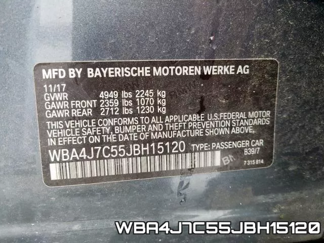 WBA4J7C55JBH15120 фото 2