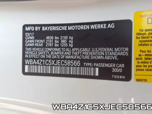 WBA4Z1C5XJEC58566 фото 2