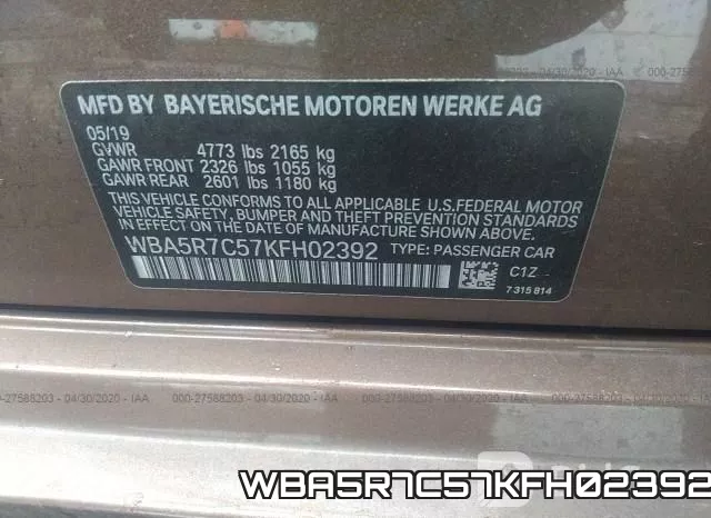 WBA5R7C57KFH02392 фото 10