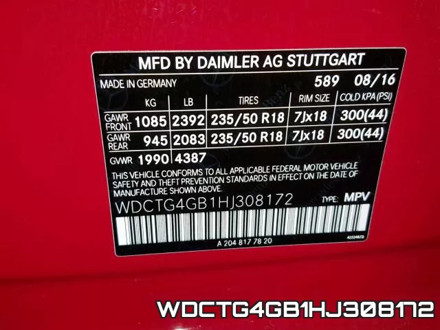 WDCTG4GB1HJ308172 фото 2