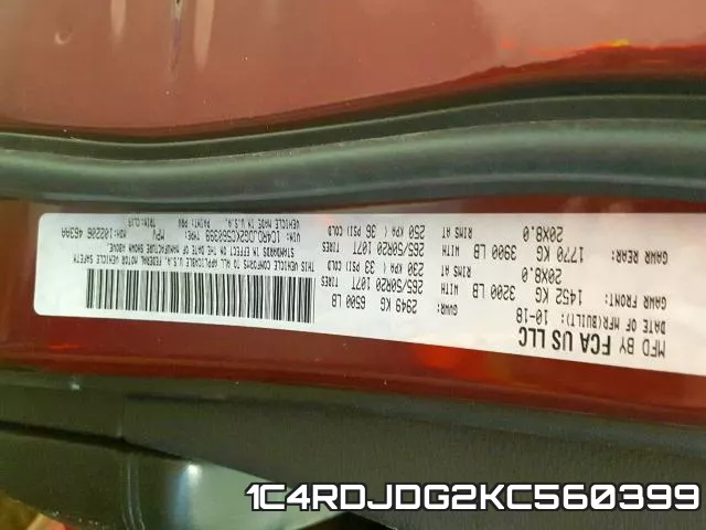 1C4RDJDG2KC560399 фото 2