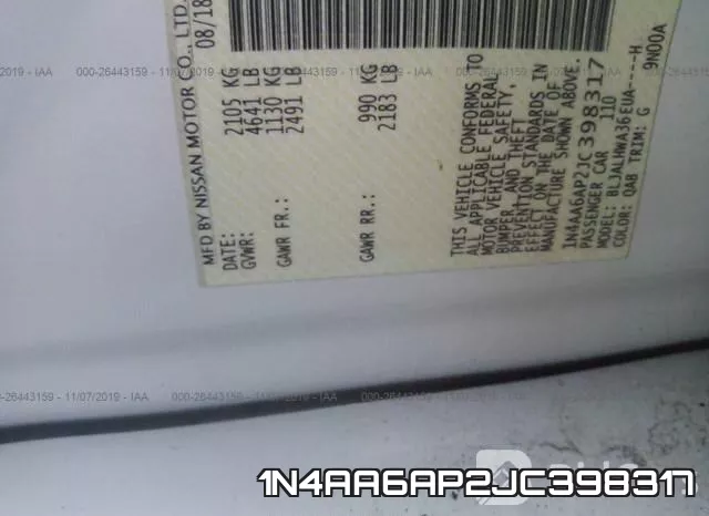 1N4AA6AP2JC398317 фото 10