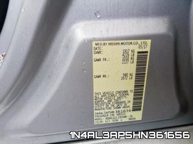 1N4AL3AP5HN361656 фото 2