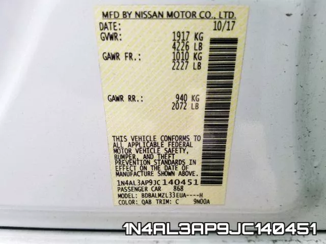 1N4AL3AP9JC140451 фото 2