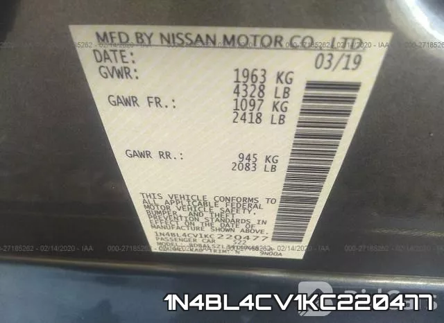 1N4BL4CV1KC220477 фото 10