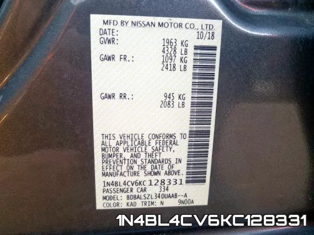 1N4BL4CV6KC128331 фото 2