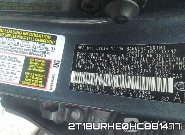 2T1BURHE0HC881477 фото 10