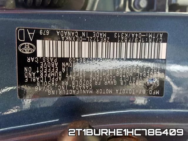 2T1BURHE1HC786409 фото 2