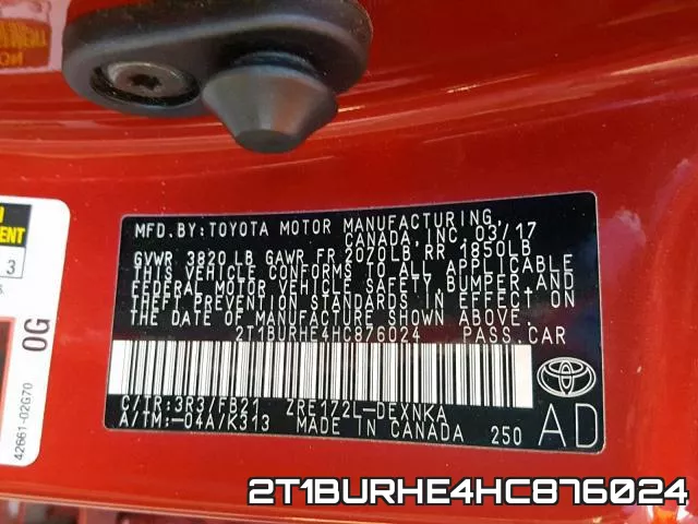 2T1BURHE4HC876024 фото 2