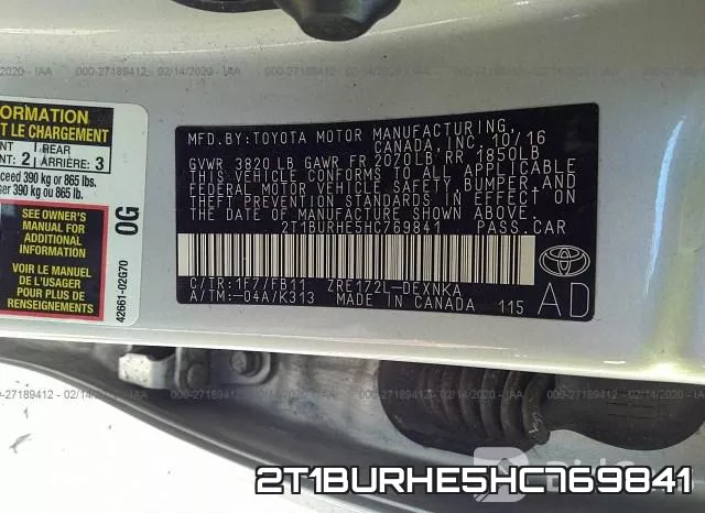 2T1BURHE5HC769841 фото 10