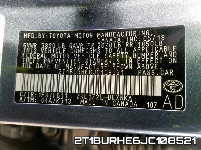 2T1BURHE6JC108521 фото 2