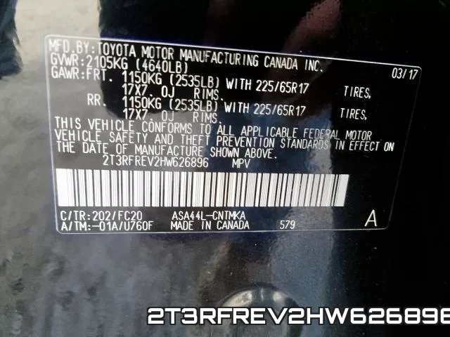 2T3RFREV2HW626896 фото 2