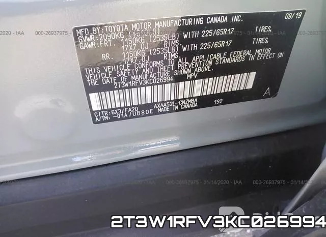 2T3W1RFV3KC026994 фото 10