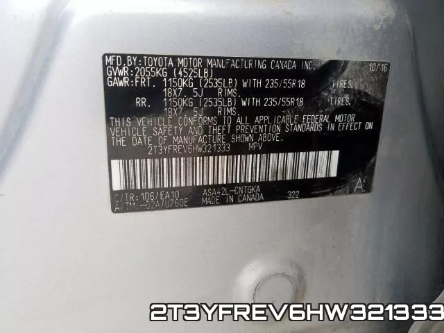 2T3YFREV6HW321333 фото 2