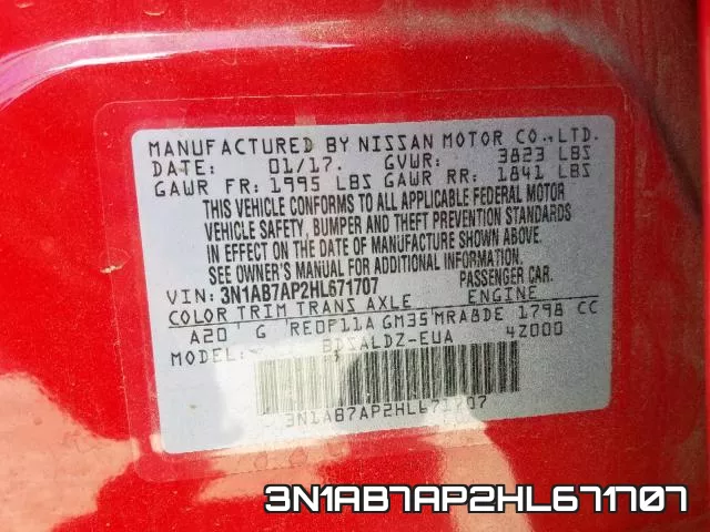 3N1AB7AP2HL671707 фото 2