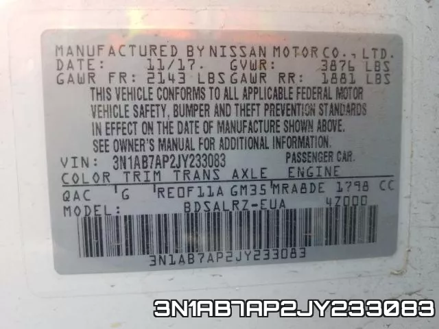 3N1AB7AP2JY233083 фото 2