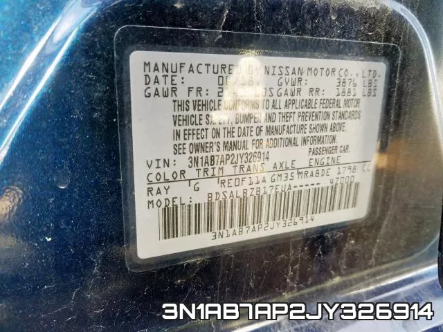 3N1AB7AP2JY326914 фото 2