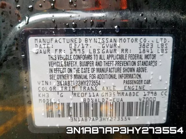 3N1AB7AP3HY273554 фото 2