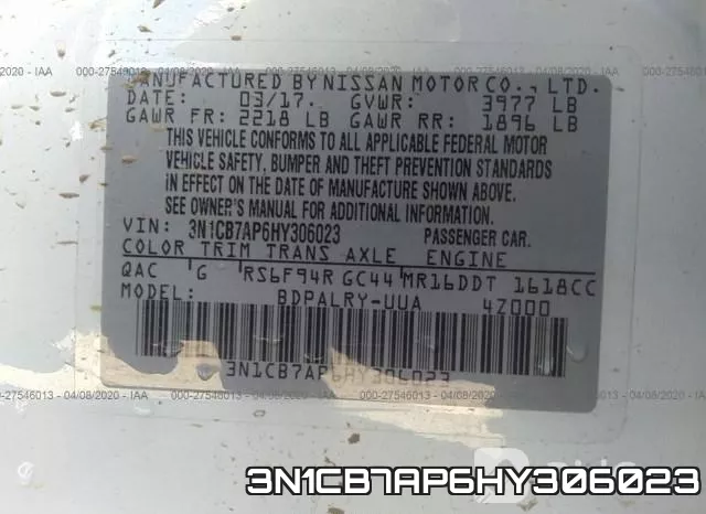 3N1CB7AP6HY306023 фото 10