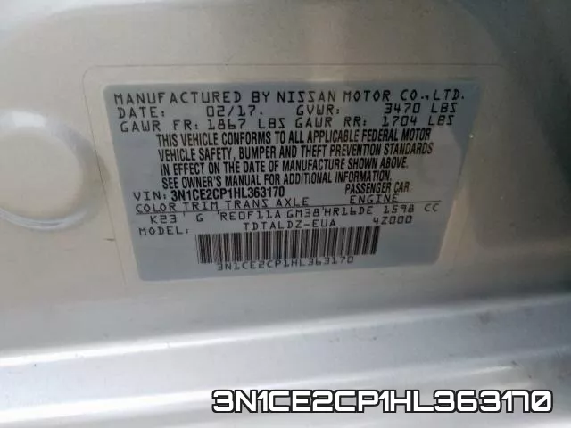 3N1CE2CP1HL363170 фото 2