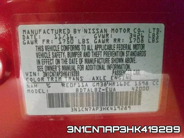 3N1CN7AP3HK419289 фото 2