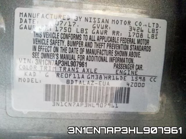 3N1CN7AP3HL907961 фото 2