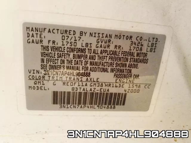 3N1CN7AP4HL904888 фото 2