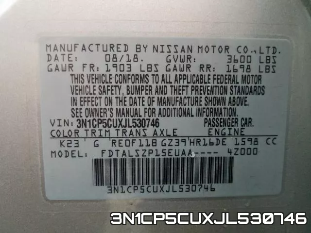 3N1CP5CUXJL530746 фото 2