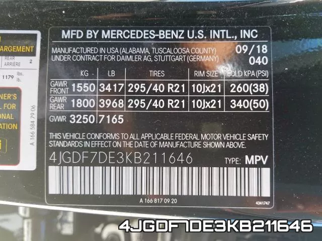 4JGDF7DE3KB211646 фото 2
