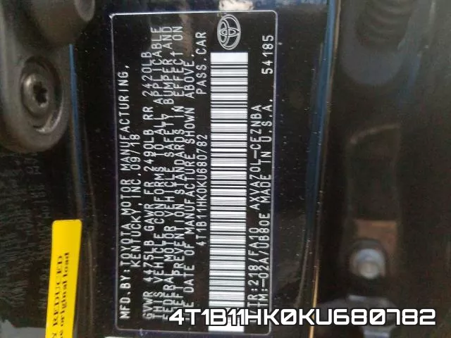 4T1B11HK0KU680782 фото 2