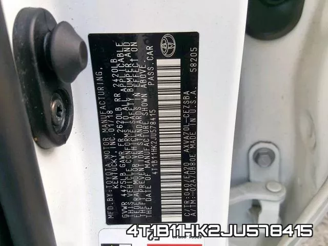 4T1B11HK2JU578415 фото 2