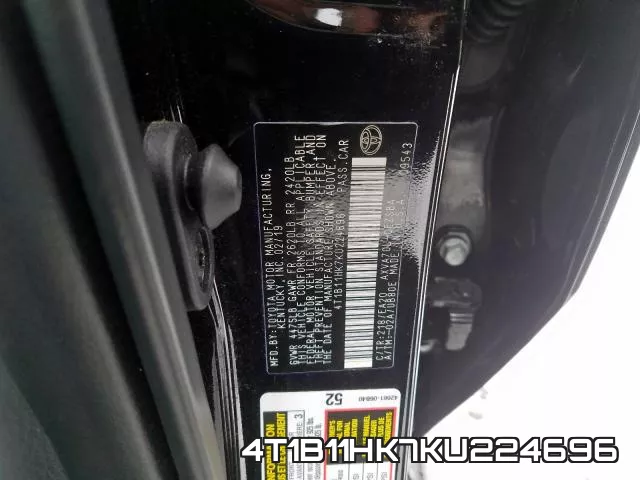 4T1B11HK7KU224696 фото 2