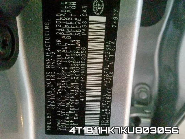 4T1B11HK7KU803056 фото 2