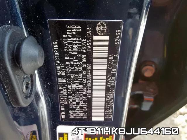 4T1B11HK8JU644160 фото 2