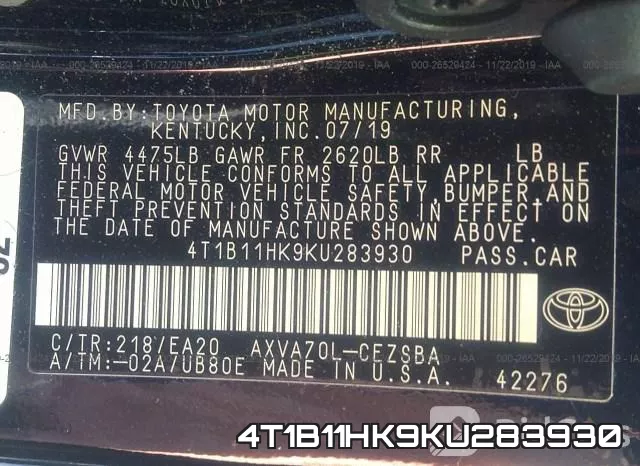 4T1B11HK9KU283930 фото 10
