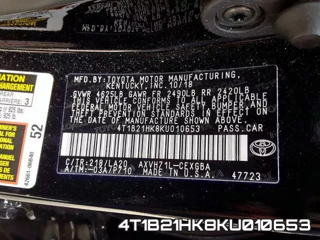 4T1B21HK8KU010653 фото 2