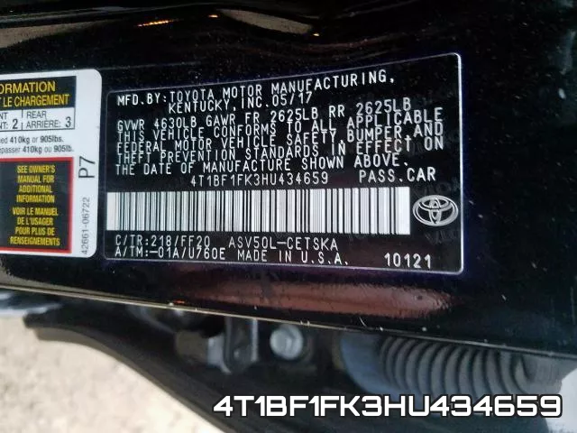 4T1BF1FK3HU434659 фото 2