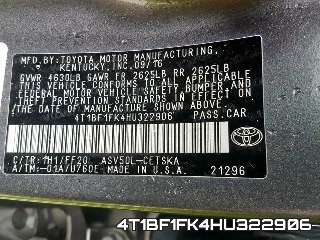 4T1BF1FK4HU322906 фото 2