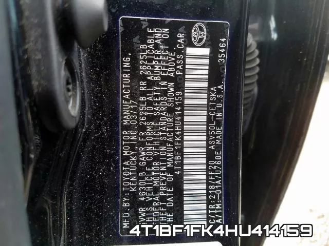 4T1BF1FK4HU414159 фото 2